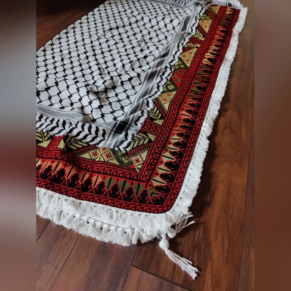 Kuffiya original Palestinian Elegant Embroidery keffiyeh With Handmade Hadab L - Picture 2 of 5